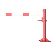 Swing barrier | with pull rope reinforcement | to be fixed by plugs, hot-dip galvanized and red coated with white reflecting rings | Barrier arm length: 1500 mm | for padlock